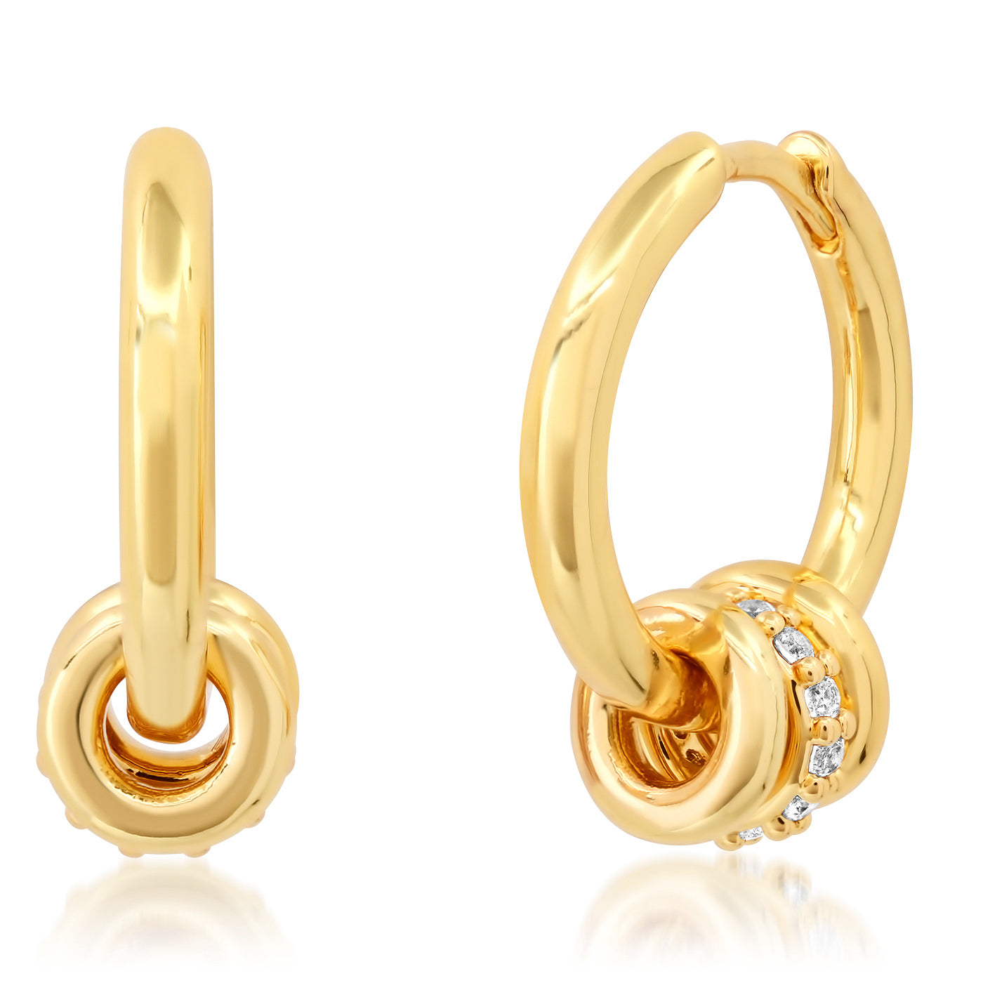 Tai Hoop with Gold and CZ Rondelles