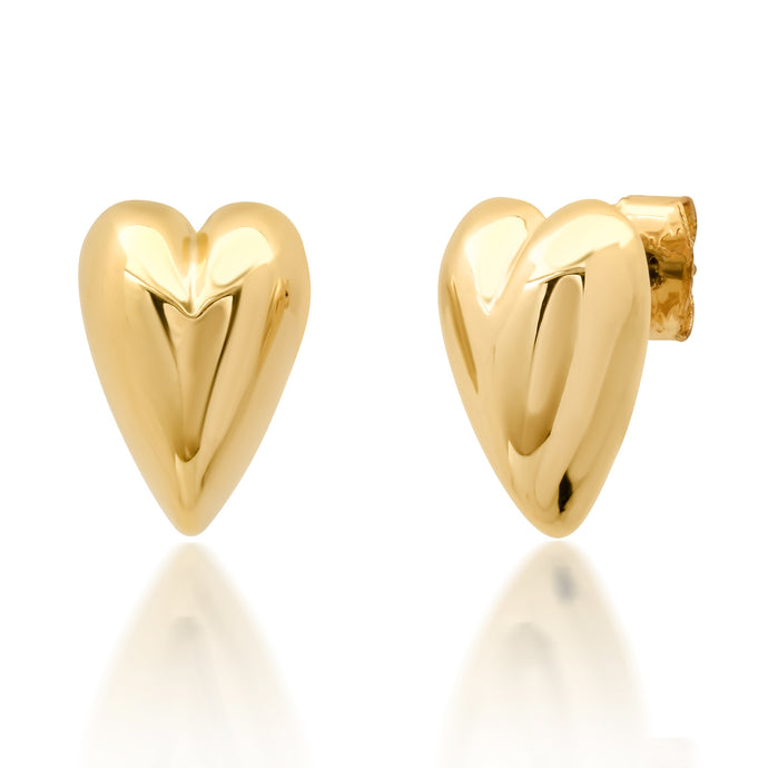 Tai Puffy Heart Studs - Gold