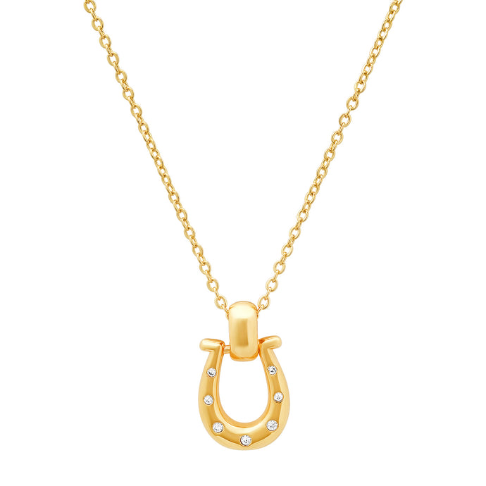 Tai Gold Horseshoe Necklace with Embedded CZ Stones