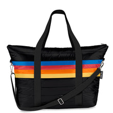 Load image into Gallery viewer, Black Puffer Tote Bag Retro Stripe