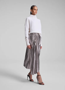 A.L.C. Tracy Metallic Vegan Leather Skirt - Smoky Silver