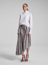 Load image into Gallery viewer, A.L.C. Tracy Metallic Vegan Leather Skirt - Smoky Silver