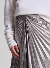 Load image into Gallery viewer, A.L.C. Tracy Metallic Vegan Leather Skirt - Smoky Silver