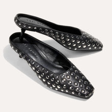 Load image into Gallery viewer, Yosi Samra Tribeca Mule Heel - Studded Black Nappa Leather