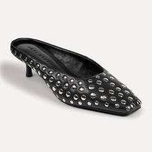 Load image into Gallery viewer, Yosi Samra Tribeca Mule Heel - Studded Black Nappa Leather
