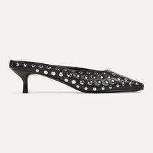 Load image into Gallery viewer, Yosi Samra Tribeca Mule Heel - Studded Black Nappa Leather