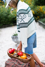Load image into Gallery viewer, Marea Tennis Intarsia Shawl Cardigan - Ivory