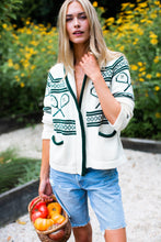 Load image into Gallery viewer, Marea Tennis Intarsia Shawl Cardigan - Ivory