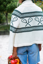 Load image into Gallery viewer, Marea Tennis Intarsia Shawl Cardigan - Ivory