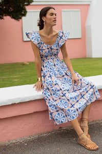 Marea Jane Dress - Blue Cafe Tile