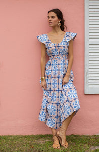 Marea Jane Dress - Blue Cafe Tile