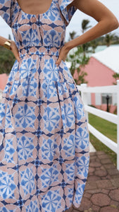 Marea Jane Dress - Blue Cafe Tile