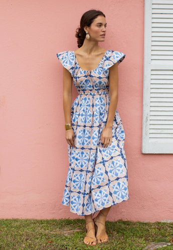 Marea Jane Dress - Blue Cafe Tile