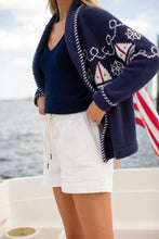 Load image into Gallery viewer, Marea Nautical Intarsia Shawl Cardigan - Navy
