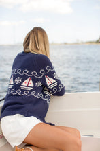 Load image into Gallery viewer, Marea Nautical Intarsia Shawl Cardigan - Navy