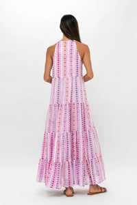 OLIPHANT Long Tiered Tassel Dress - Trapeze Lilac