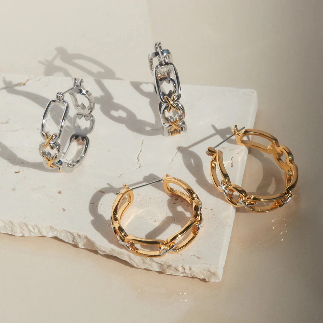 LUV AJ Two-Tone Chain Hoops - 2 Colors – Luck Lafayette
