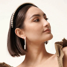 Load image into Gallery viewer, Lele Sadoughi Jet Pearl Embellished Velvet Gigi Headband
