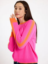 Load image into Gallery viewer, Brodie Striped Sleeve Mini Sweat - Diva Pink