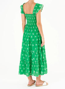 M.A.B.E. Vivi Print Maxi Smocked Dress - Green