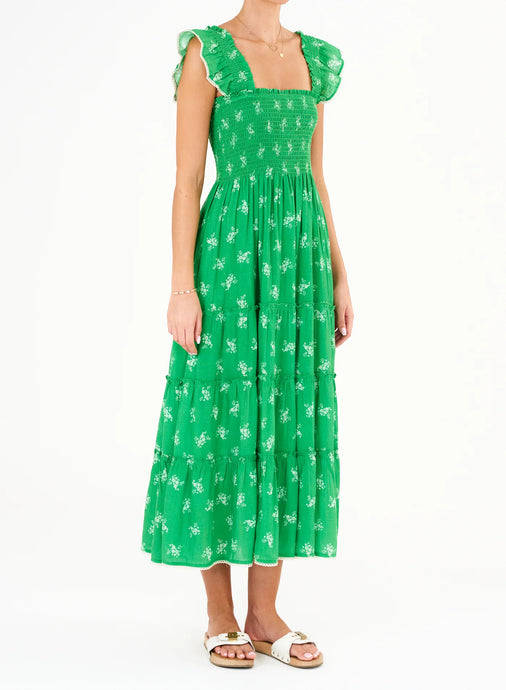 M.A.B.E. Vivi Print Maxi Smocked Dress - Green