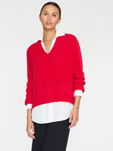 Brochu Walker The Looker Layered V-Neck - Aura Red/White