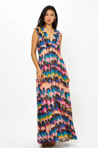 OLIPHANT Ruffle V Neck Maxi - Venice