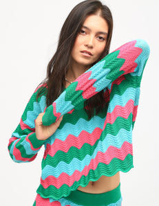 Electric & Rose Jules Sweater - Shamrock/Pink