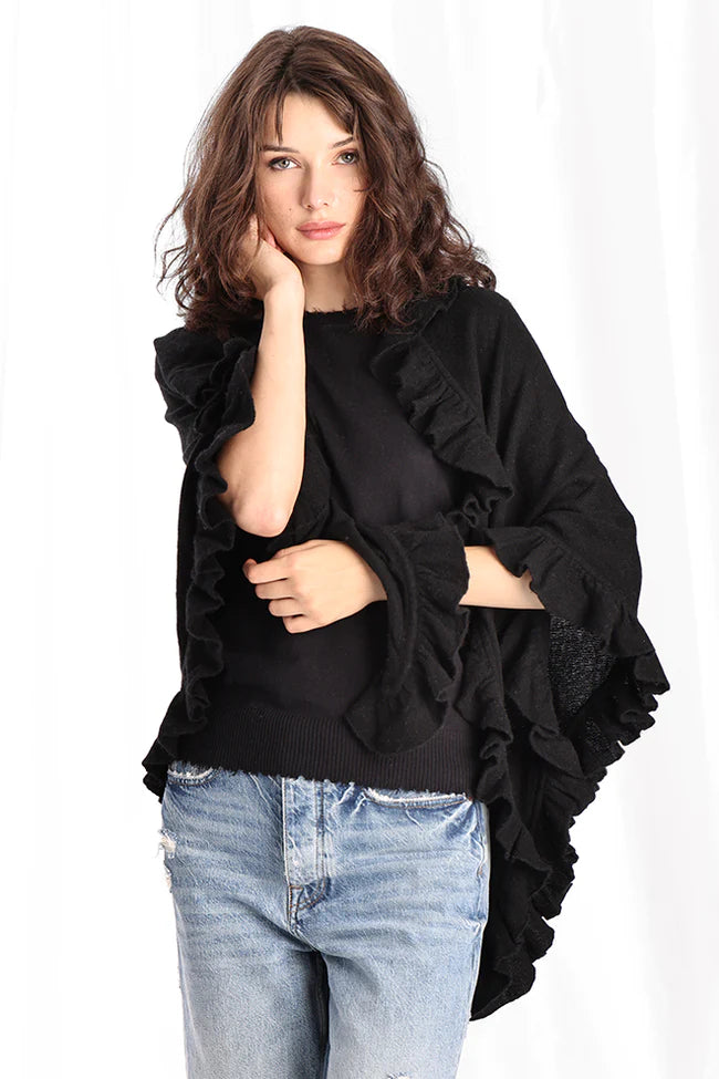 Minnie Rose Cashmere Ruffle Shawl 3 Colors