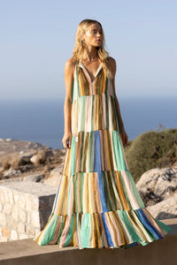 OLIPHANT Long Tiered Tassel Dress - Zanzibar Multi