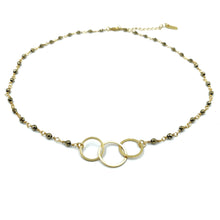 Load image into Gallery viewer, erin gray 3 Hoops On Pyrite Short Necklace