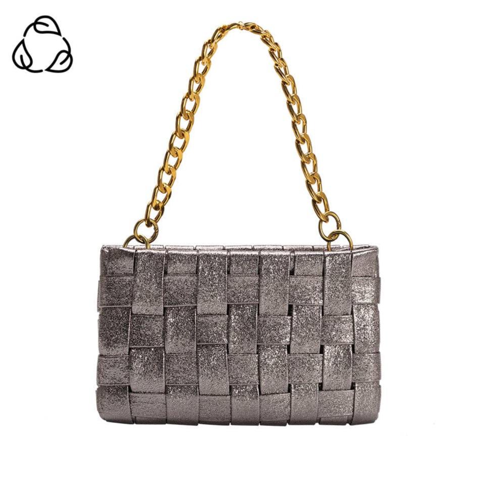 Melie Bianco Mimie Recycled Vegan Crossbody Bag - Pewter Metallic