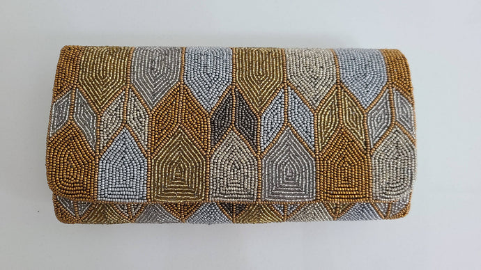 Tiana Designs Beaded Purse - Gold & Silver