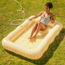 Load image into Gallery viewer, FUNBOY Tanning Pool Lounger - Yellow/Blue Stripe