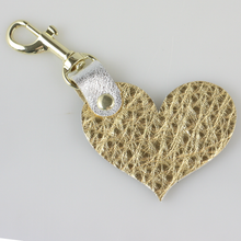 Load image into Gallery viewer, Zina Kao Two Tone Leather Heart Keychain - 12 Colors