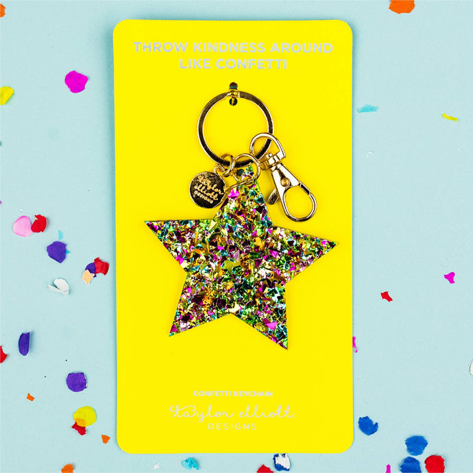 Taylor Elliott Designs Colorful Confetti Star Keychain