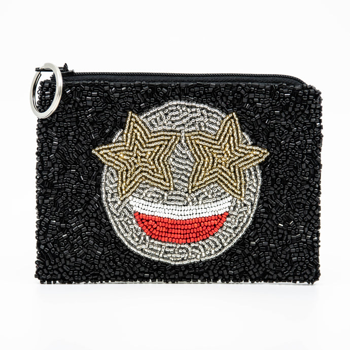 Tiana Designs Beaded Coin Purse - Starry Eyed Happy Face