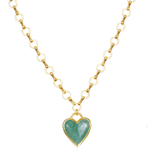 Amelia Rose Jewelry Framed Heart Petite Loop Necklace - Aventurine