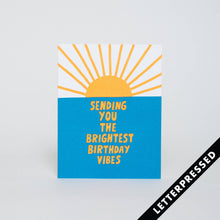 Load image into Gallery viewer, Egg Press Manufacturing - Brightest Birthday Ocean Sunrise Letterpress Greeting Card by Ashkahn: Plastic sleeve