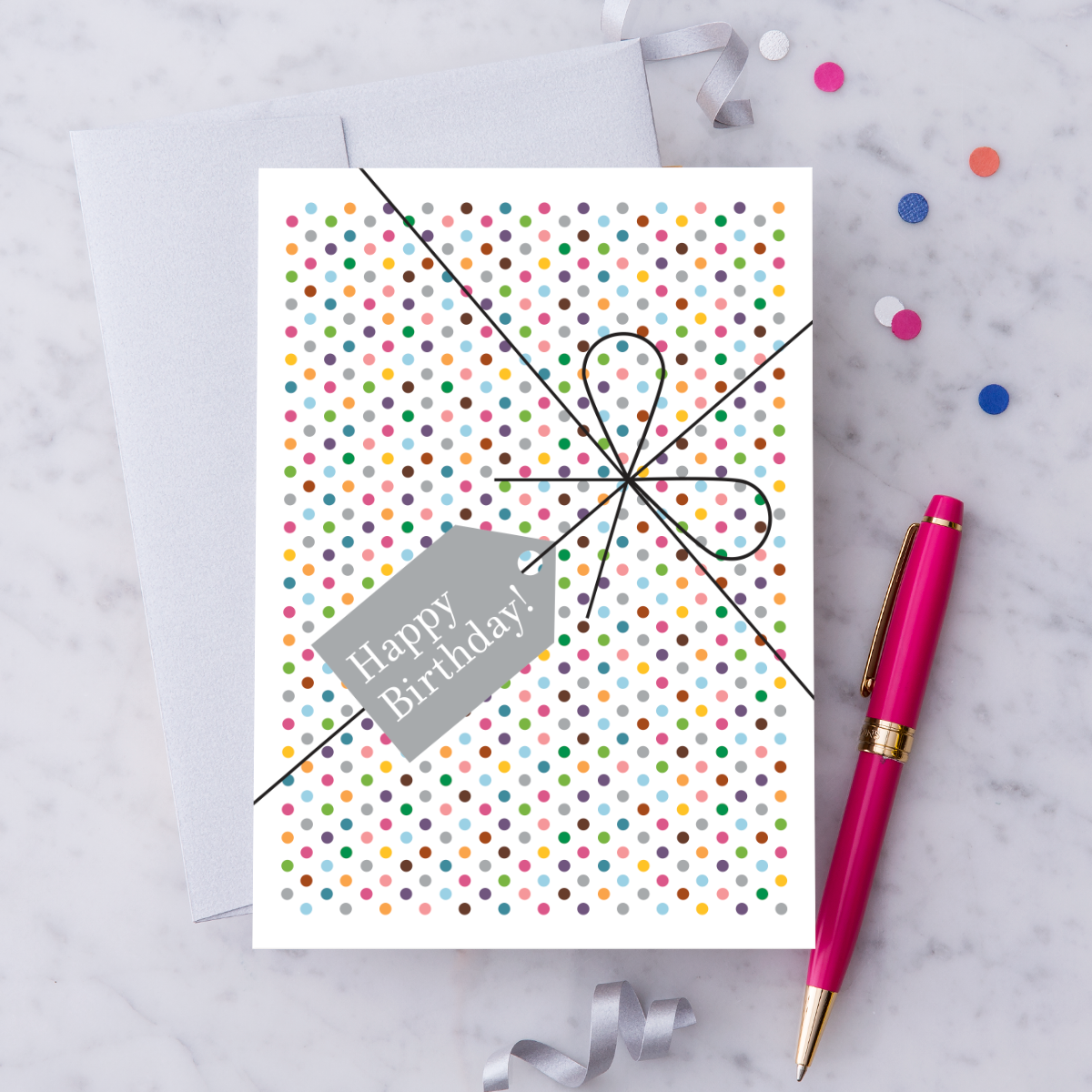Design With Heart Happy Birthday Bow Greeting Card
