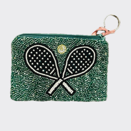 Tiana Designs Tennis Racquets Beaded Coin Purse - Grass Green
