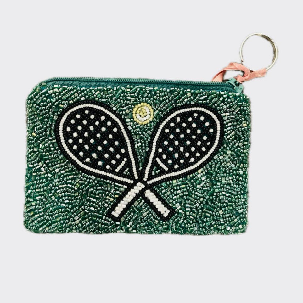 Tiana Designs Tennis Racquets Beaded Coin Purse - Grass Green