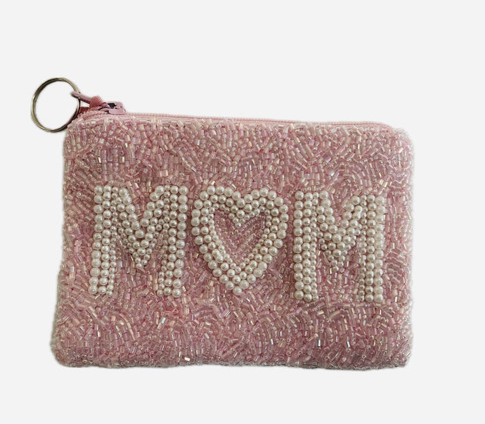 Tiana Designs Beaded Coin Purse - Pink Pearls Mom