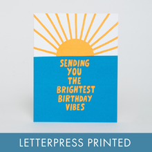 Load image into Gallery viewer, Egg Press Manufacturing - Brightest Birthday Ocean Sunrise Letterpress Greeting Card by Ashkahn: Plastic sleeve