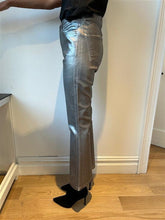 Load image into Gallery viewer, Veronica Beard Carson Metallic Kick-Flare Jean - Light Gunmetal