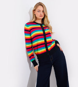 Brodie Winter Rainbow Cardi - Coal/Rainbow