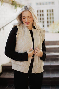 Katydid Garment Washed Quilted Ruffle Sleeve Vests - 2 Colors
