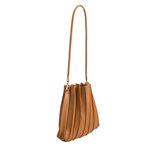 Melie Bianco Carrie Pleated Vegan Shoulder Bag - Tan