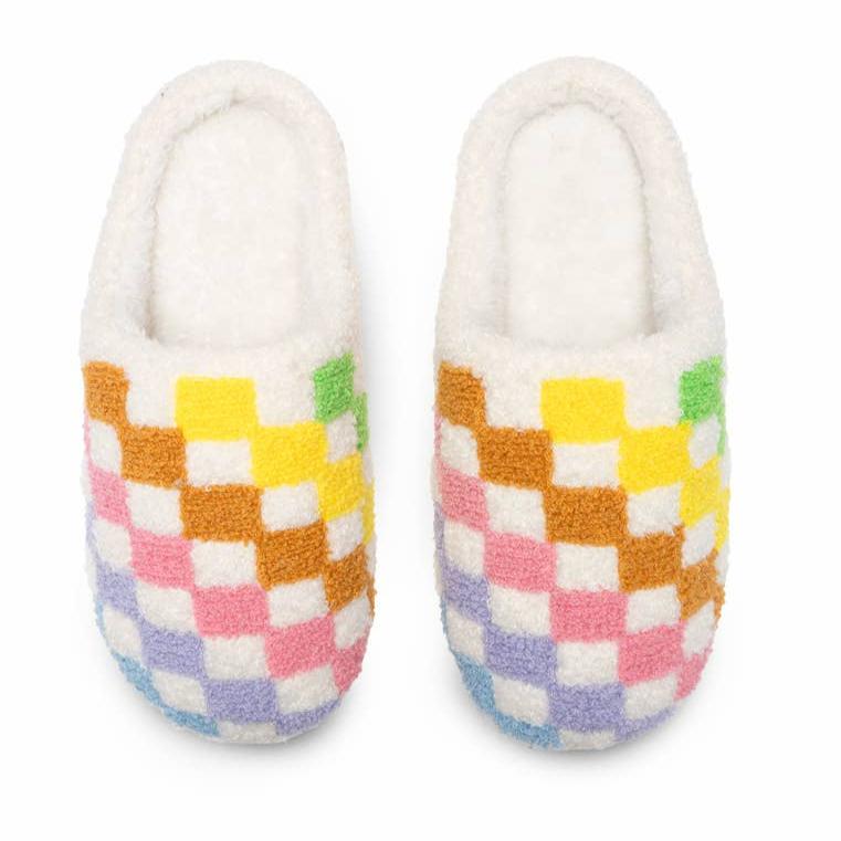 Living Royal Indoor/Outdoor Slippers - Rainbow Checkered