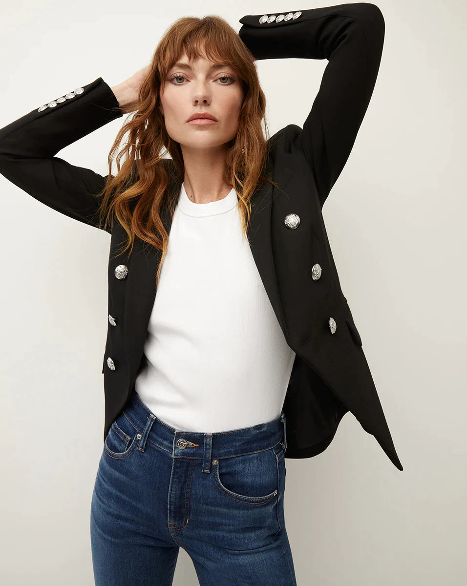 Veronica Beard Miller Dickey Jacket - Black w/Silver Buttons
